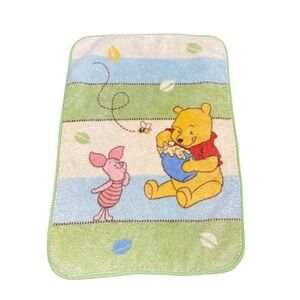 Vintage Winnie the Pooh Piglet Blanket Plush Sherpa 30x45 Baby Disney Honey‎ bee